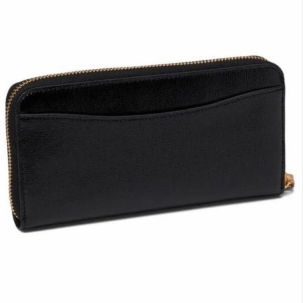 NWT Kate Spade Black Leather Morgan Bow Embellished Zip Around Continental Walle - Picture 3 of 16